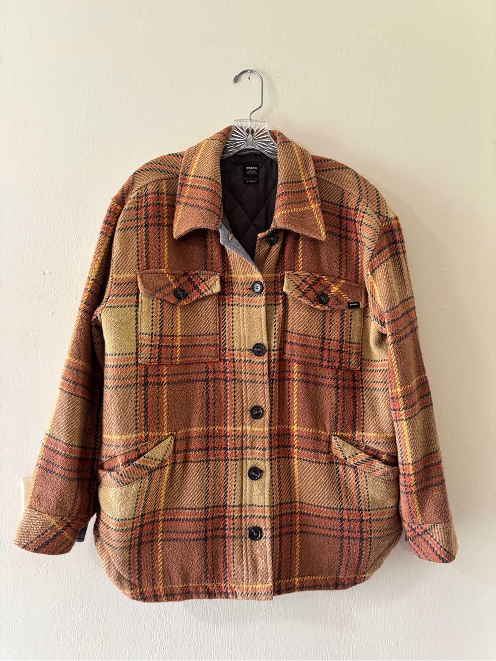 Prana Tan and Rust Plaid Utility Shacket